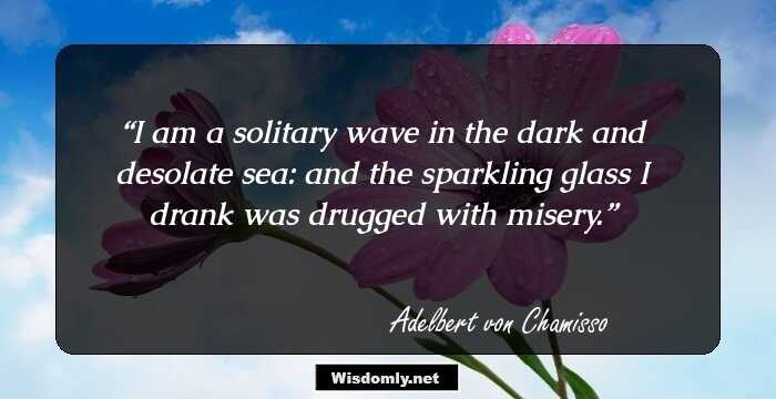 I am a solitary wave in the dark and desolate sea: and the sparkling glass I drank was drugged with misery.