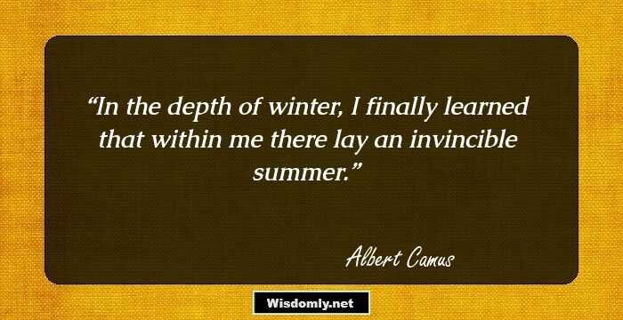 In the depth of winter, I finally learned that within me there lay an invincible summer.