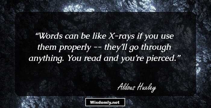 Words can be like X-rays if you use them properly -- they’ll go through anything. You read and you’re pierced.