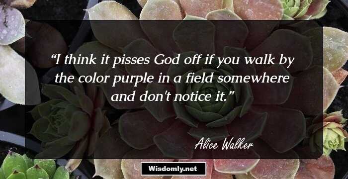 I think it pisses God off if you walk by the color purple in a field somewhere and don't notice it.