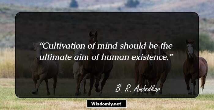 Cultivation of mind should be the ultimate aim of human existence.