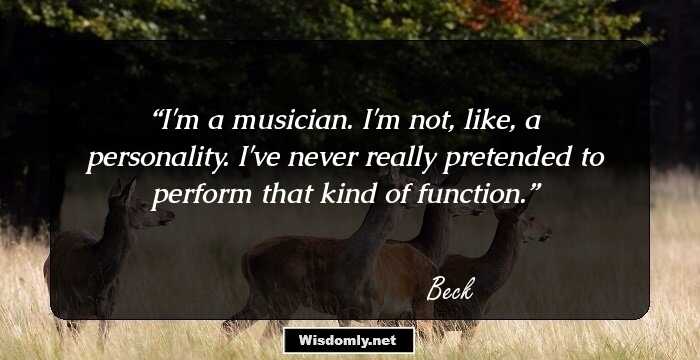 I'm a musician. I'm not, like, a personality. I've never really pretended to perform that kind of function.