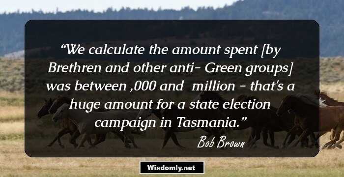 We calculate the amount spent [by Brethren and other anti- Green groups] was between $500,000 and $1 million - that's a huge amount for a state election campaign in Tasmania.