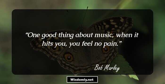 One good thing about music, when it hits you, you feel no pain.