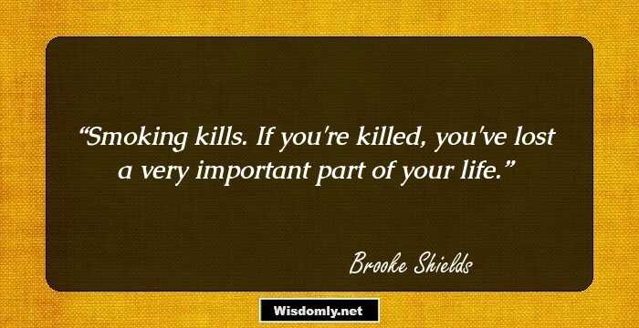 Smoking kills. If you're killed, you've lost a very important part of your life.