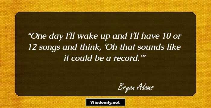 One day I'll wake up and I'll have 10 or 12 songs and think, 'Oh that sounds like it could be a record.'