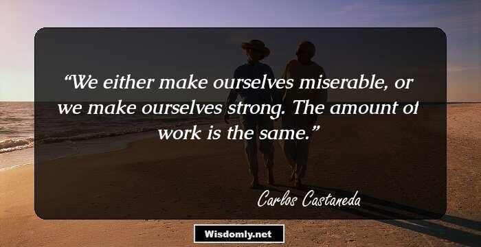 We either make ourselves miserable, or we make ourselves strong. The amount of work is the same.