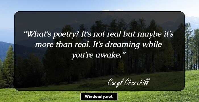 What's poetry? It's not real but maybe it's more than real. It's dreaming while you're awake.