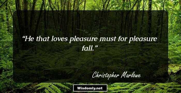 He that loves pleasure must for pleasure fall.