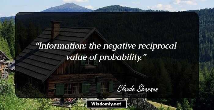 Information: the negative reciprocal value of probability.