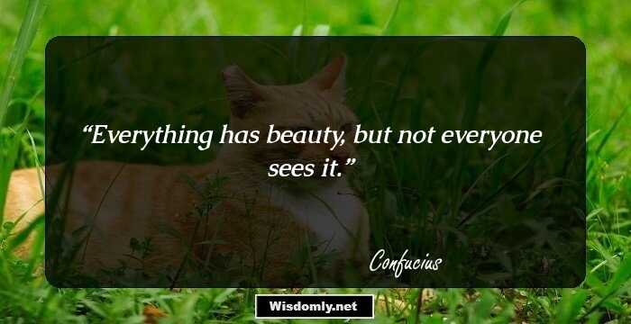 Everything has beauty, but not everyone sees it.