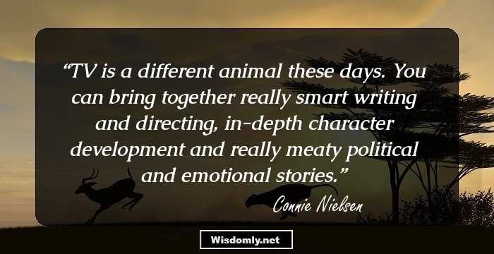 TV is a different animal these days. You can bring together really smart writing and directing, in-depth character development and really meaty political and emotional stories.