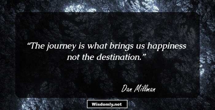 The journey is what brings us happiness not the destination.