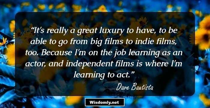 It's really a great luxury to have, to be able to go from big films to indie films, too. Because I'm on the job learning as an actor, and independent films is where I'm learning to act.