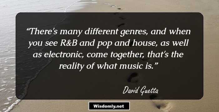 There's many different genres, and when you see R&B and pop and house, as well as electronic, come together, that's the reality of what music is.