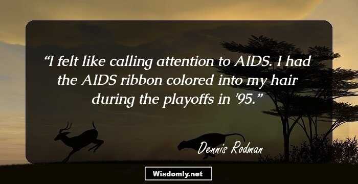 I felt like calling attention to AIDS. I had the AIDS ribbon colored into my hair during the playoffs in '95.