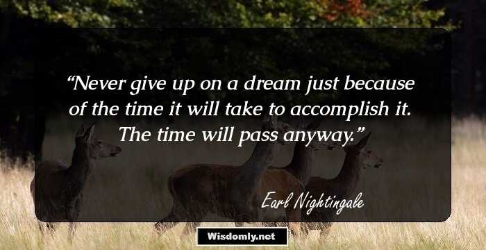 Never give up on a dream just because of the time it will take to accomplish it. The time will pass anyway.