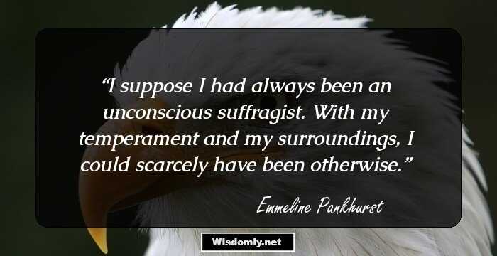 I suppose I had always been an unconscious suffragist. With my temperament and my surroundings, I could scarcely have been otherwise.