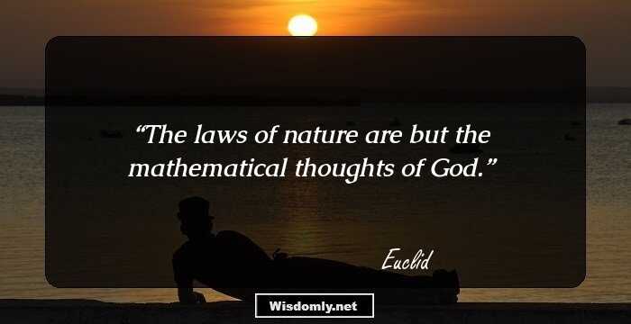 The laws of nature are but the mathematical thoughts of God.