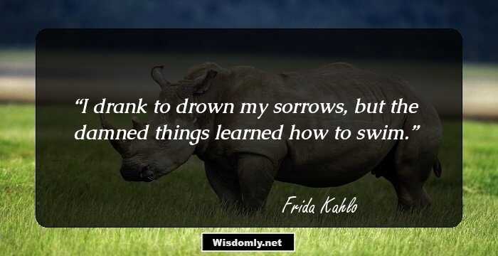 I drank to drown my sorrows, but the damned things learned how to swim.