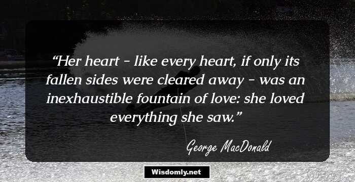 Her heart - like every heart, if only its fallen sides were cleared away - was an inexhaustible fountain of love: she loved everything she saw.