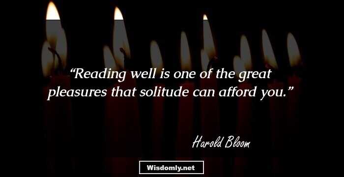 Reading well is one of the great pleasures that solitude can afford you.