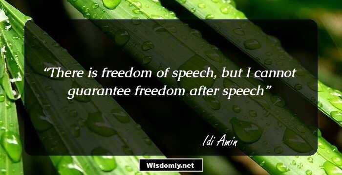 There is freedom of speech, but I cannot guarantee freedom after speech