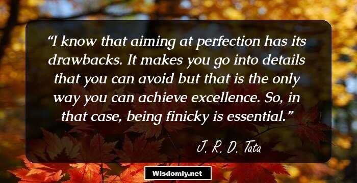 I know that aiming at perfection has its drawbacks. It makes you go into details that you can avoid but that is the only way you can achieve excellence. So, in that case, being finicky is essential.