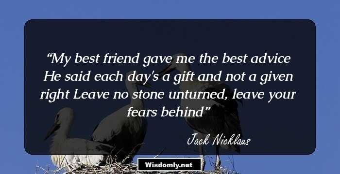 My best friend gave me the best advice
He said each day's a gift and not a given right
Leave no stone unturned, leave your fears behind