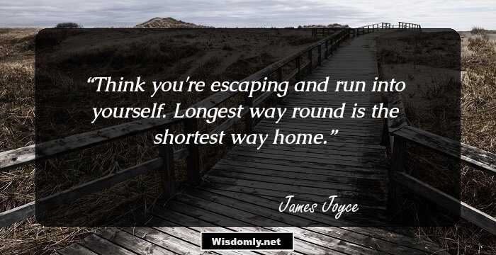 Think you're escaping and run into yourself. Longest way round is the shortest way home.