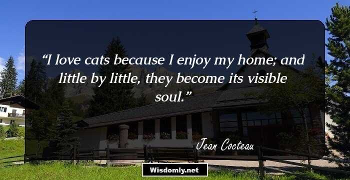 I love cats because I enjoy my home; and little by little, they become its visible soul.