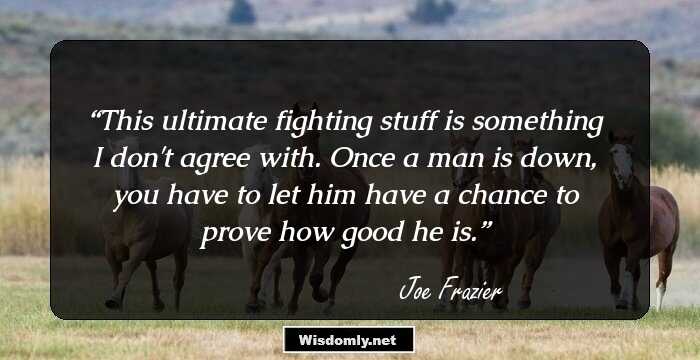 This ultimate fighting stuff is something I don't agree with. Once a man is down, you have to let him have a chance to prove how good he is.