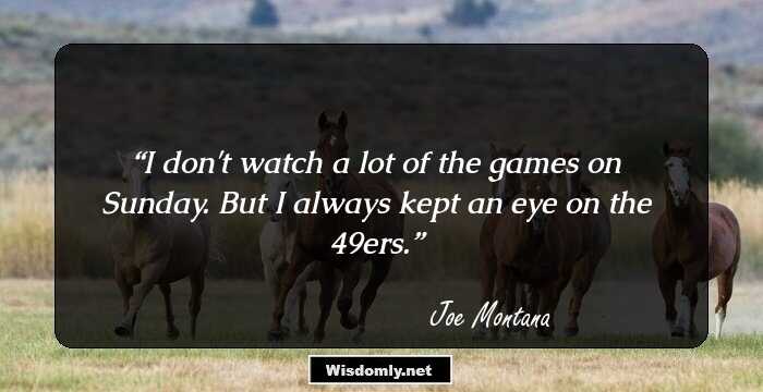 I don't watch a lot of the games on Sunday. But I always kept an eye on the 49ers.