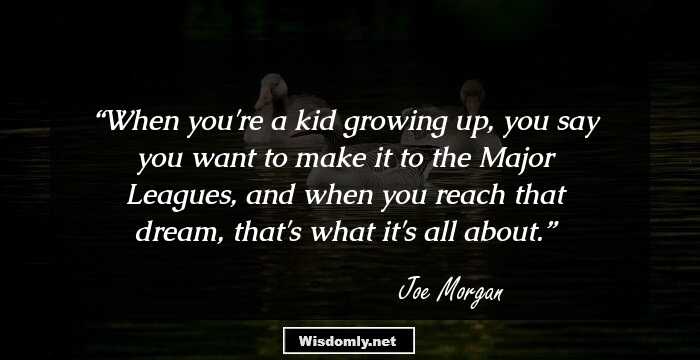 When you're a kid growing up, you say you want to make it to the Major Leagues, and when you reach that dream, that's what it's all about.