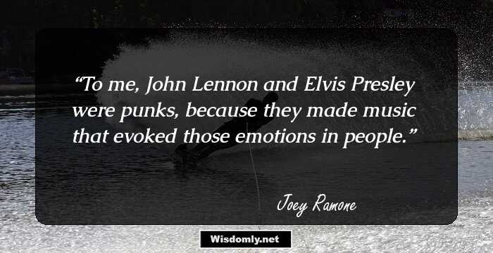 To me, John Lennon and Elvis Presley were punks, because they made music that evoked those emotions in people.