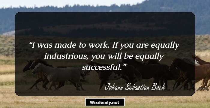 I was made to work. If you are equally industrious, you will be equally successful.