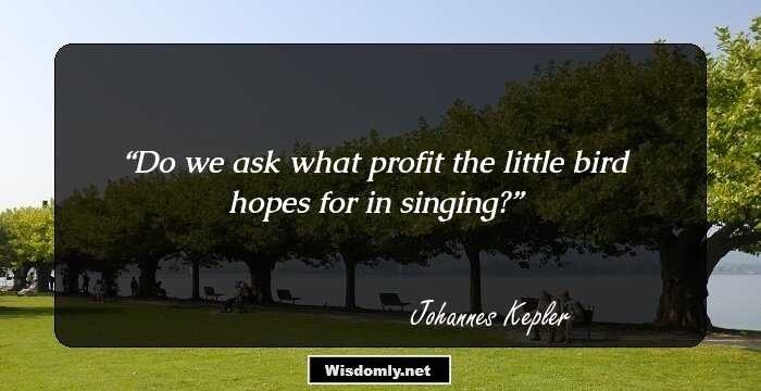 Do we ask what profit the little bird hopes for in singing?