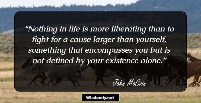 Nothing in life is more liberating than to fight for a cause larger than yourself, something that encompasses you but is not defined by your existence alone.