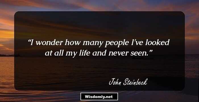 I wonder how many people I've looked at all my life and never seen.