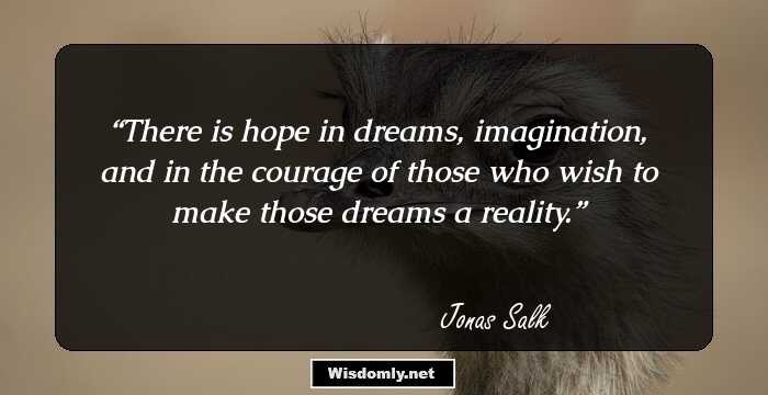 There is hope in dreams, imagination, and in the courage of those who wish to make those dreams a reality.