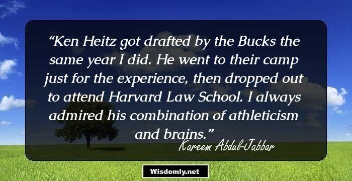 Ken Heitz got drafted by the Bucks the same year I did. He went to their camp just for the experience, then dropped out to attend Harvard Law School. I always admired his combination of athleticism and brains.