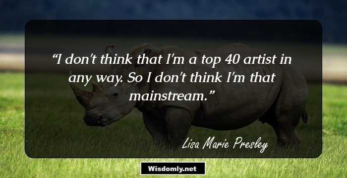 I don't think that I'm a top 40 artist in any way. So I don't think I'm that mainstream.