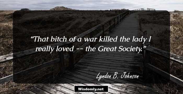 That bitch of a war killed the lady I really loved -- the Great Society.