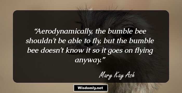 Aerodynamically, the bumble bee shouldn't be able to fly, but the bumble bee doesn't know it so it goes on flying anyway.