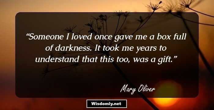 Someone I loved once gave me a box full of darkness. It took me years to understand that this too, was a gift.