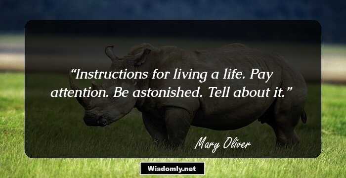 Instructions for living a life. 
Pay attention. 
Be astonished. 
Tell about it.