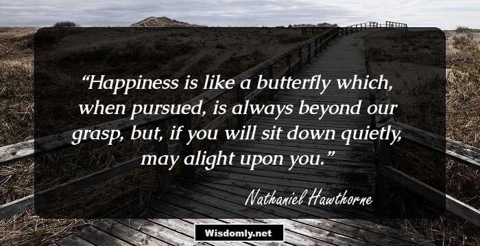 Happiness is like a butterfly which, when pursued, is always beyond our grasp, but, if you will sit down quietly, may alight upon you.