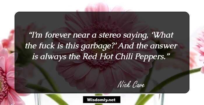 I’m forever near a stereo saying, ‘What the fuck is this garbage?’ And the answer is always the Red Hot Chili Peppers.