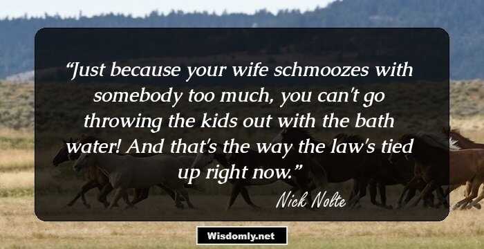 Just because your wife schmoozes with somebody too much, you can't go throwing the kids out with the bath water! And that's the way the law's tied up right now.