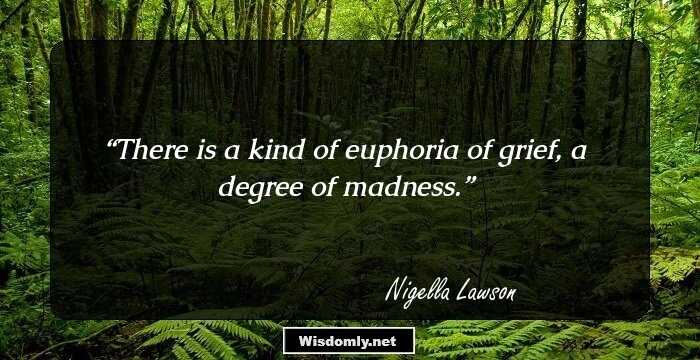 There is a kind of euphoria of grief, a degree of madness.